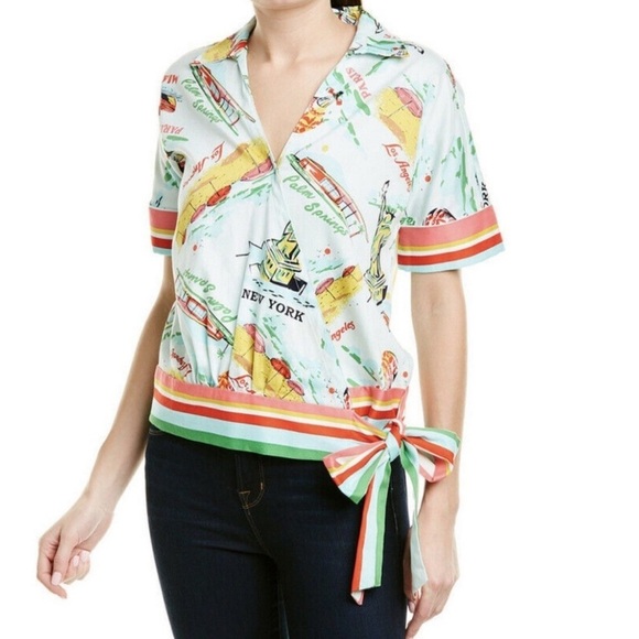 Trina Turk Tour Top Wrap Travel 100% Cotton XL - Picture 1 of 11